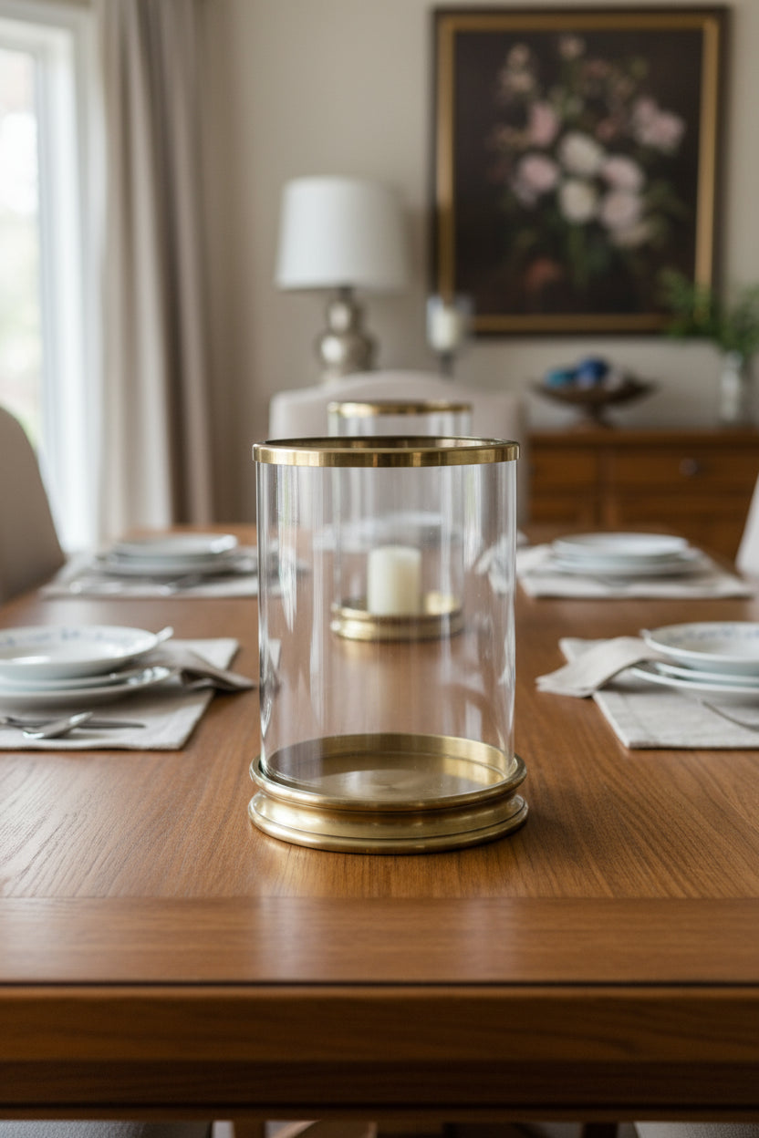 Antique Brass Hurricane Classic Candle Holder - NetDécor