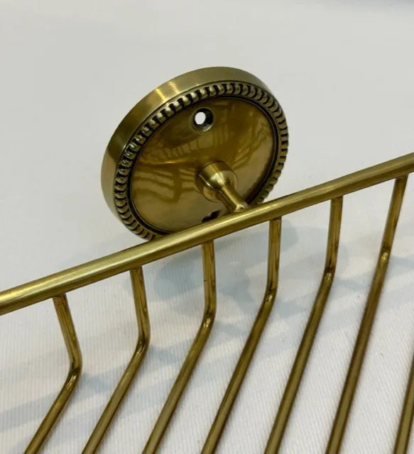 Beaded Antique Brass Shower Corner Shelf - NetDécor