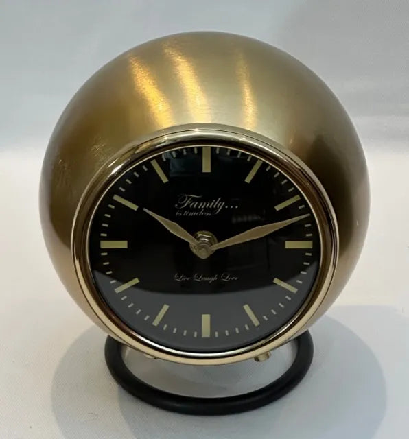 Classic Antique Brass & Matte Black Table Clock XL - NetDécor 