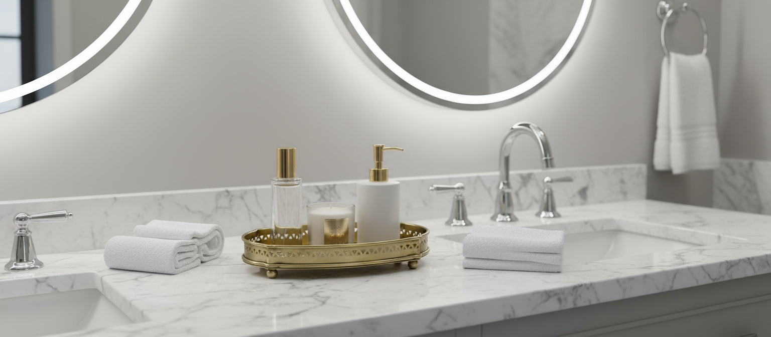 Tray Bathroom Oval Antique Brass