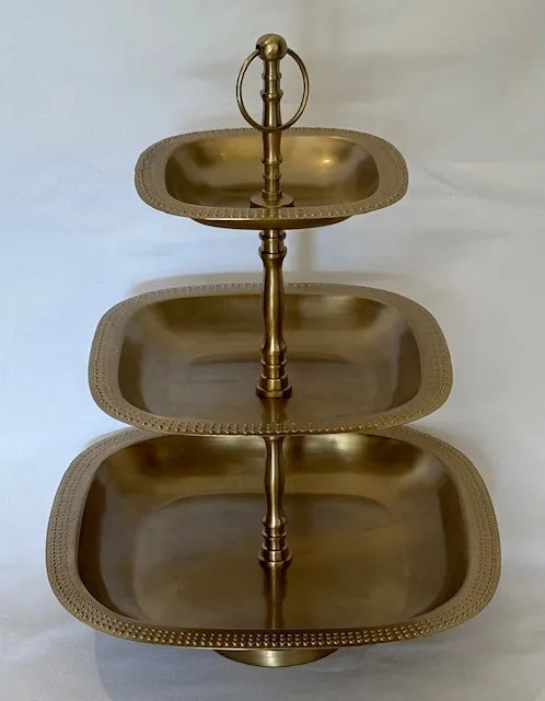 Antique Brass 3 Tier Patisserie Royal Serving Stand