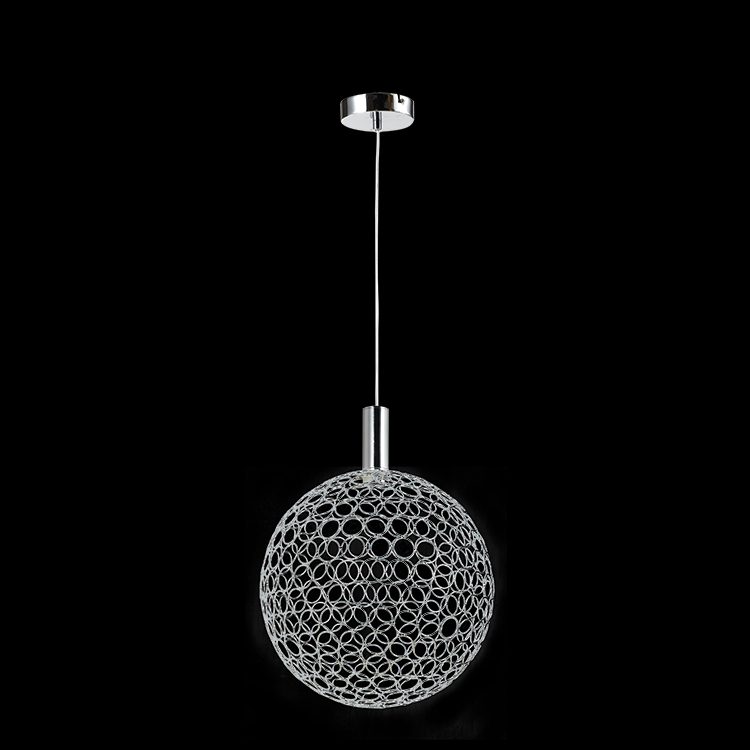 LED Large Round Metal Ring Pendant - Chrome