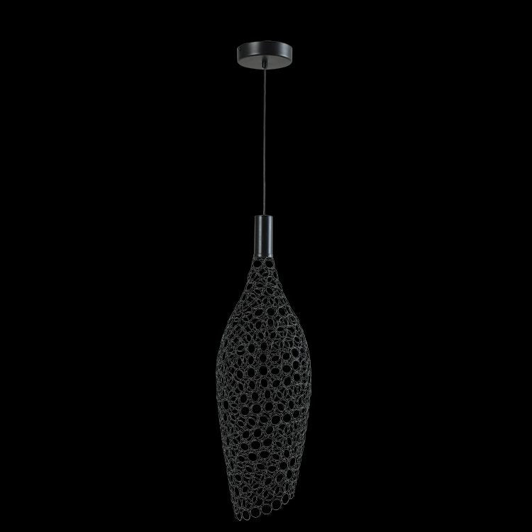 LED Large Long Metal Ring Pendant - Black