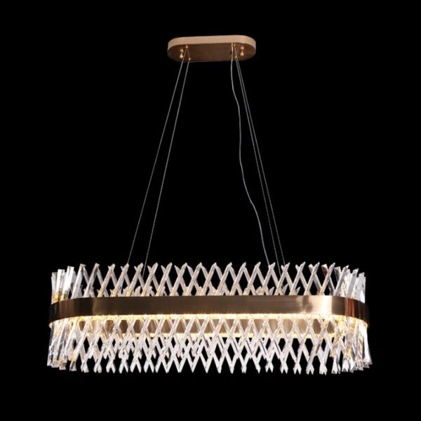 LED Oval Golden Oblique Crystal Chandelier