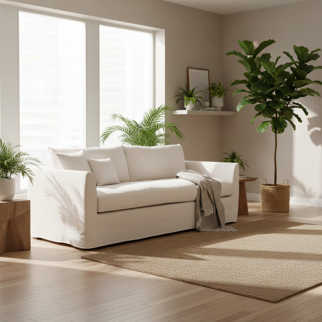 White sofa on a white background