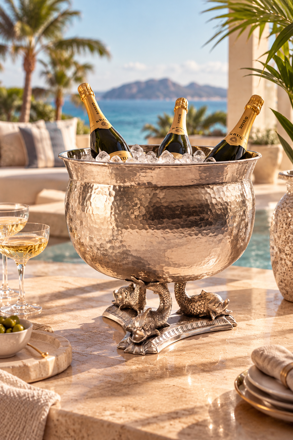 WINE COOLER SEXY MOROCCO ANTIQUE SILVER