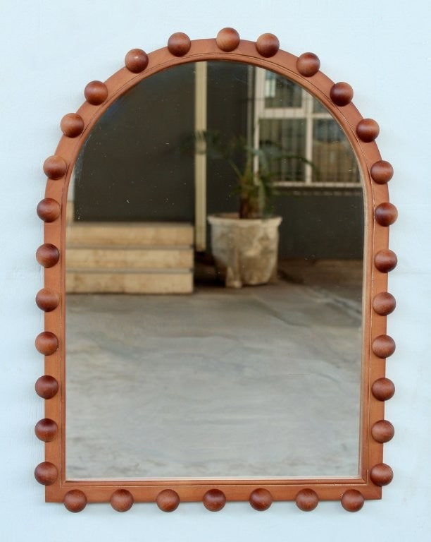 WOODEN ARCH BOBBLE MIRROR