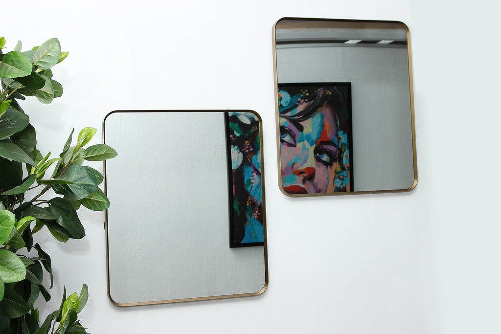 Rounded Rectangle Wall Mirror – Antique Gold Frame 600x700mm Modern Decorative Mirror