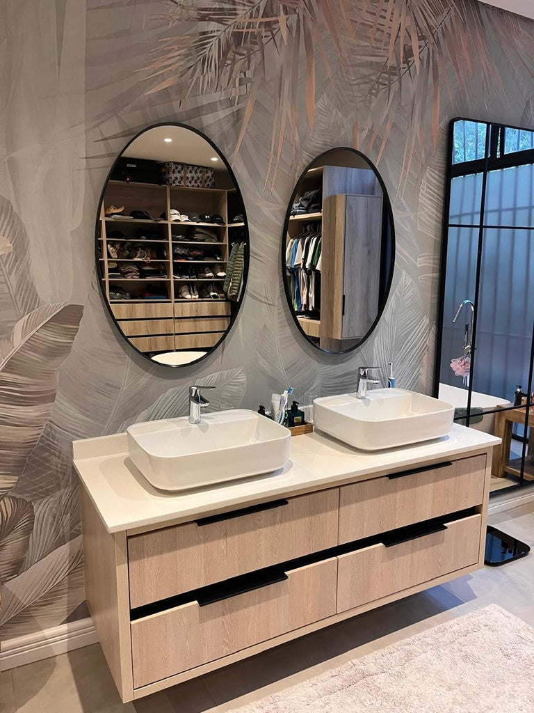 Modern Oval Wall Mirror – Sleek Black Frame 600x900mm