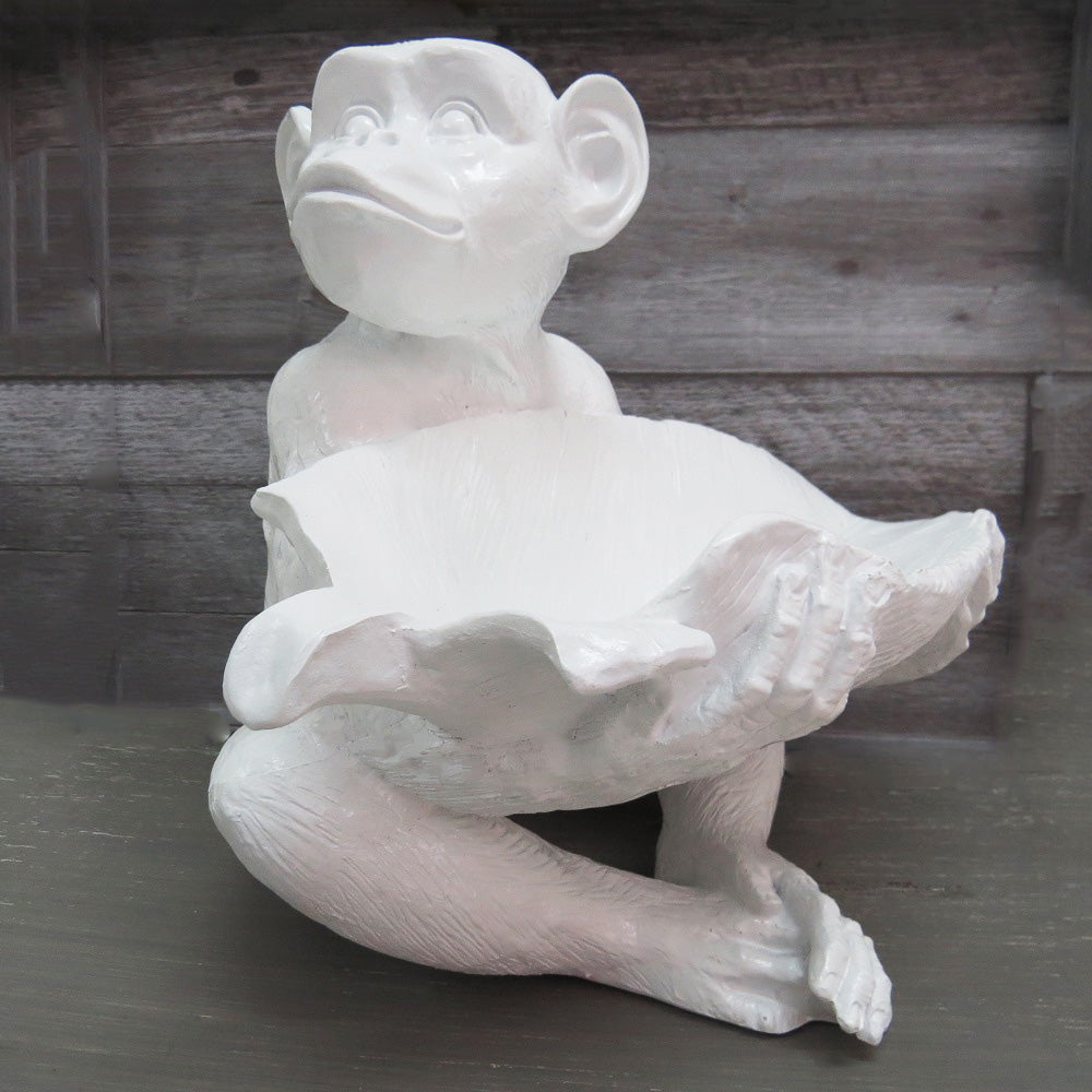 White Monkey Sitting Sculpture