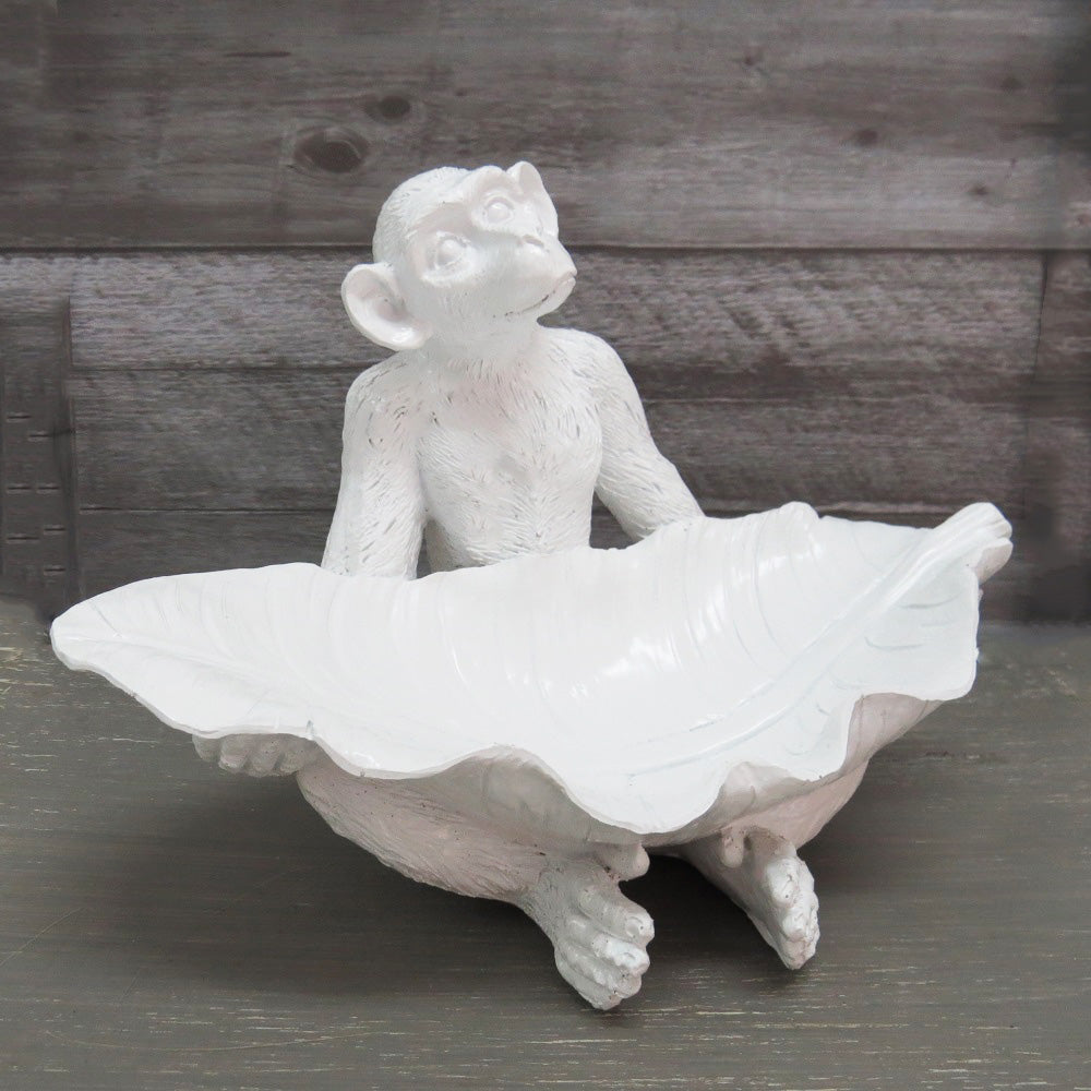 Medium White Monkey Sitting Sculpture