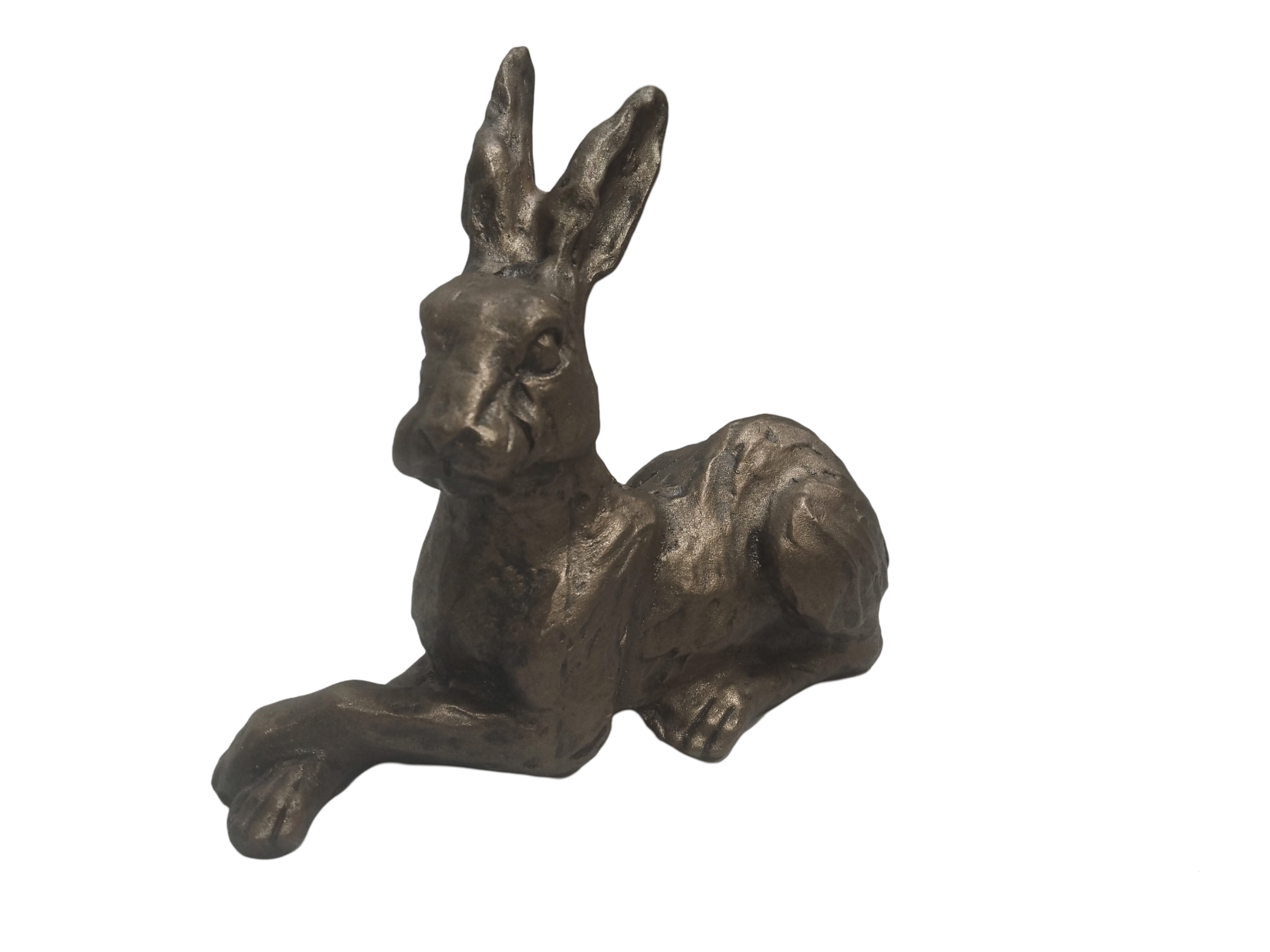 Bronze Metal Colour Sitting Hare Sculpture