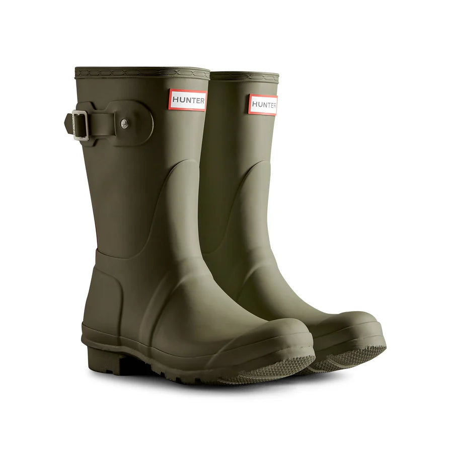 Women's Tri-Colour Logo Backstrap Short Wellington Boots - Lichen Green