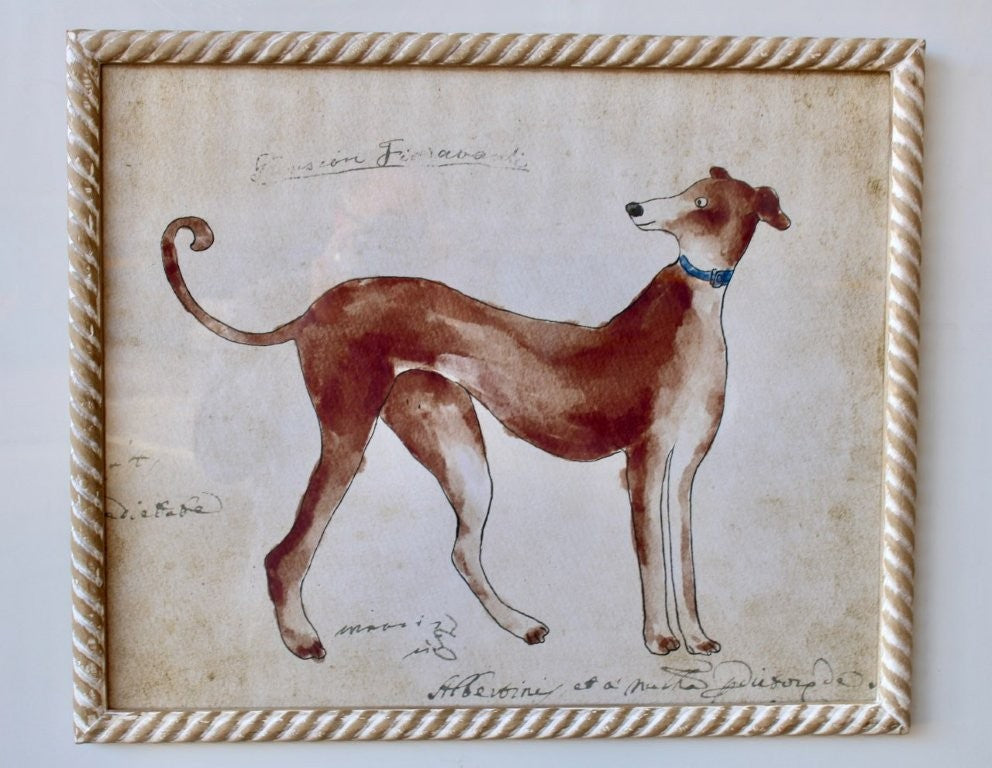 DARK BROWN GREYHOUND PICTURE SCROLL FRAME