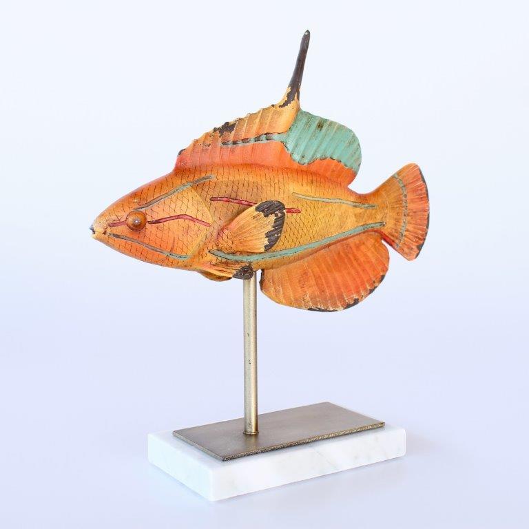 Medium Orange Fish on Marble Base