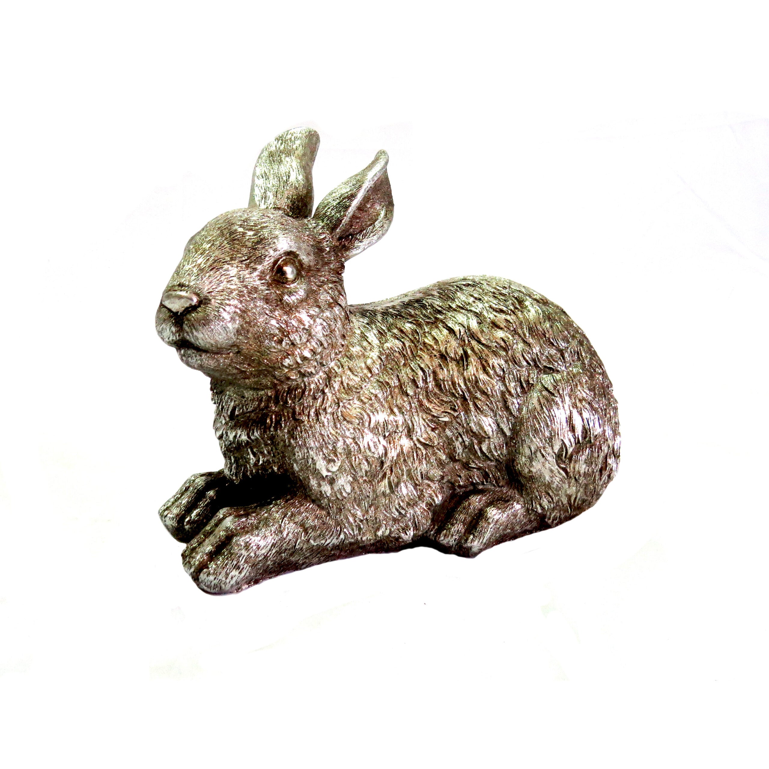 Medium Antique Silver Colouring Rabbit Sculpture