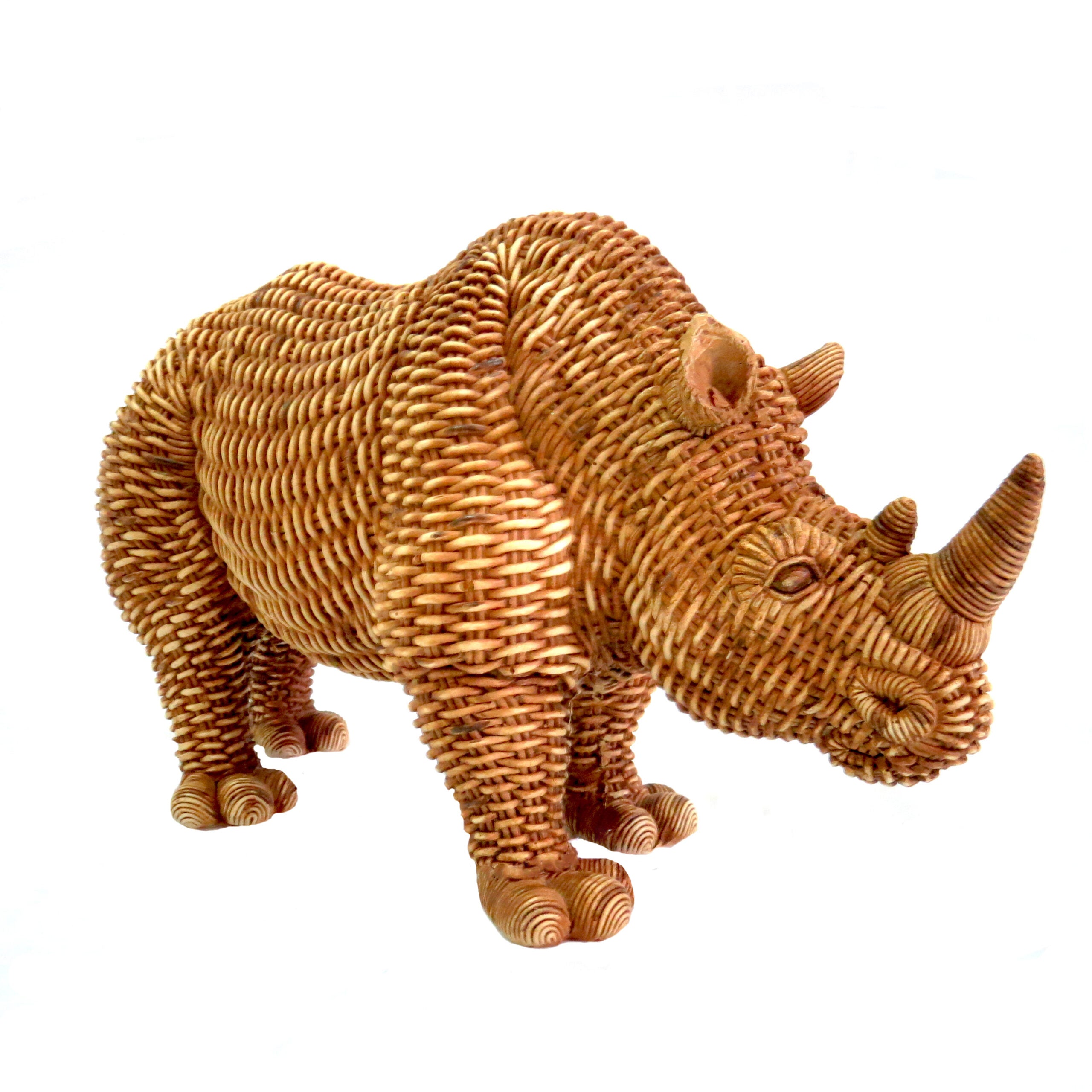 Rattan Rhino Sculpture