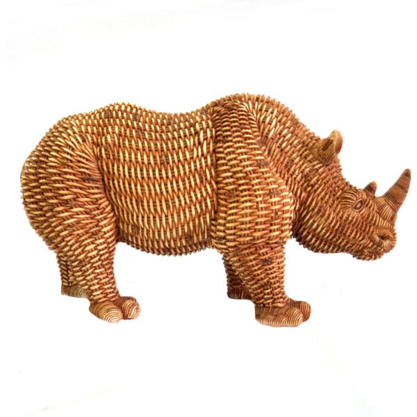 Rattan Rhino Sculpture