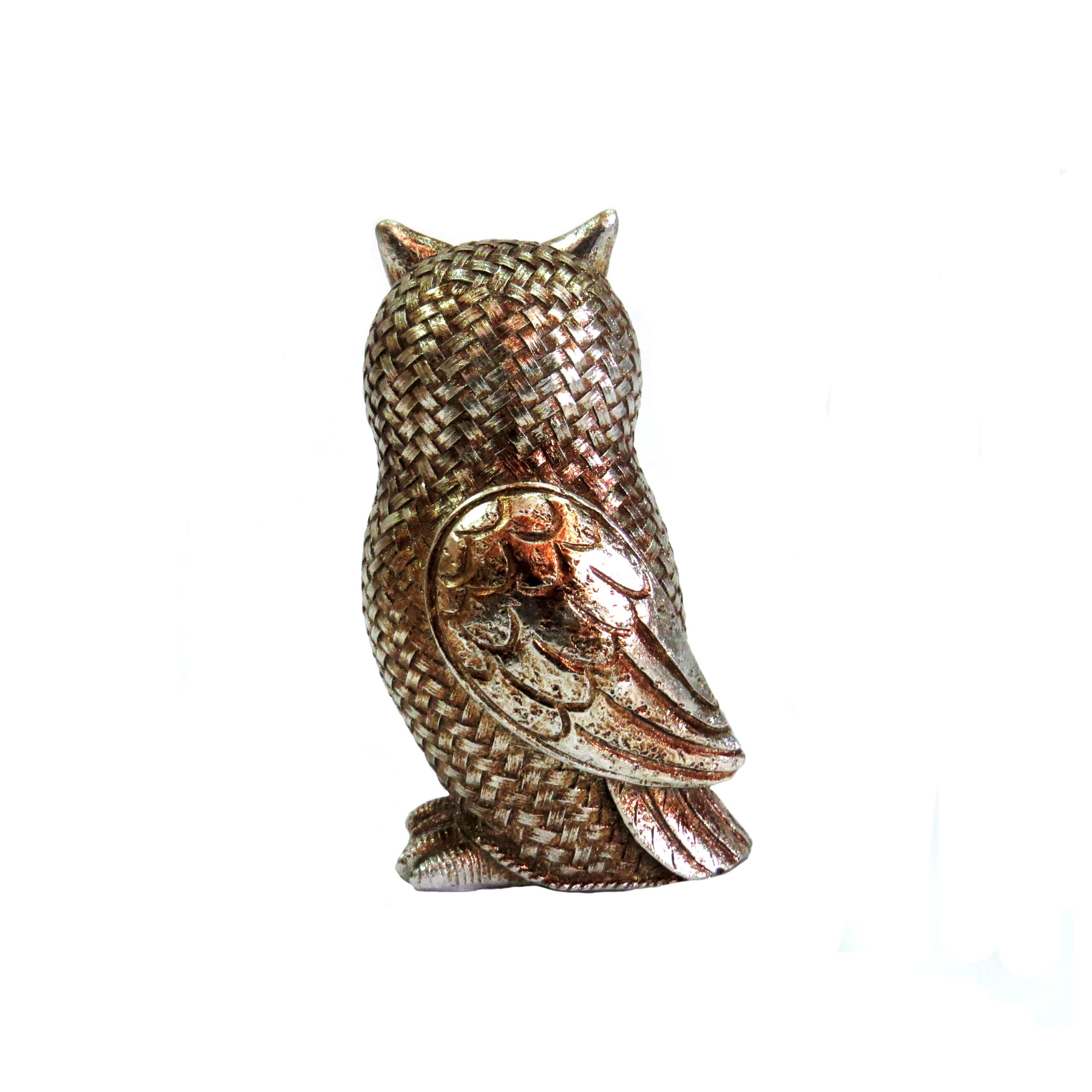 Small Antique Silver Owl Sculpture