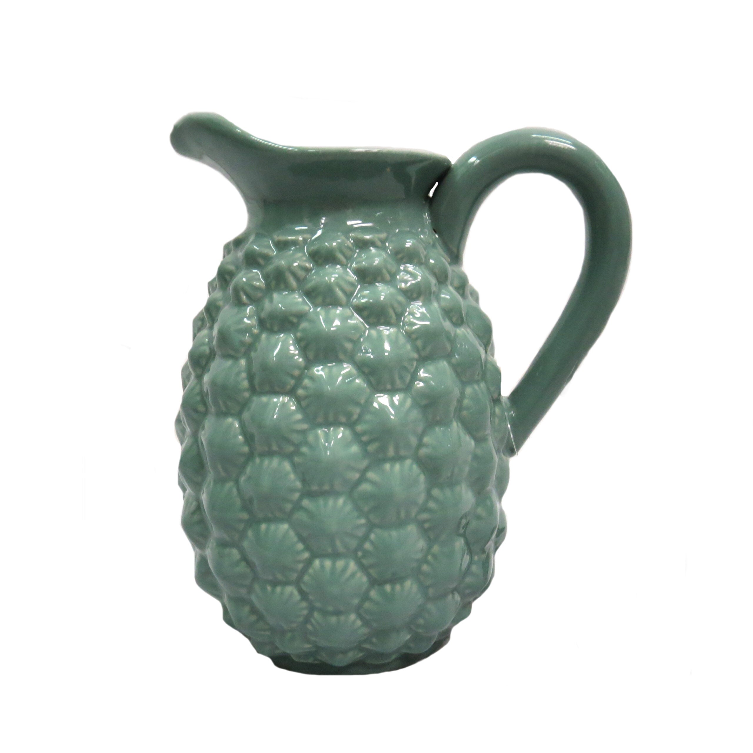 Teal Pineapple-Inspired Ceramic Jug – A Unique & Stylish Accent