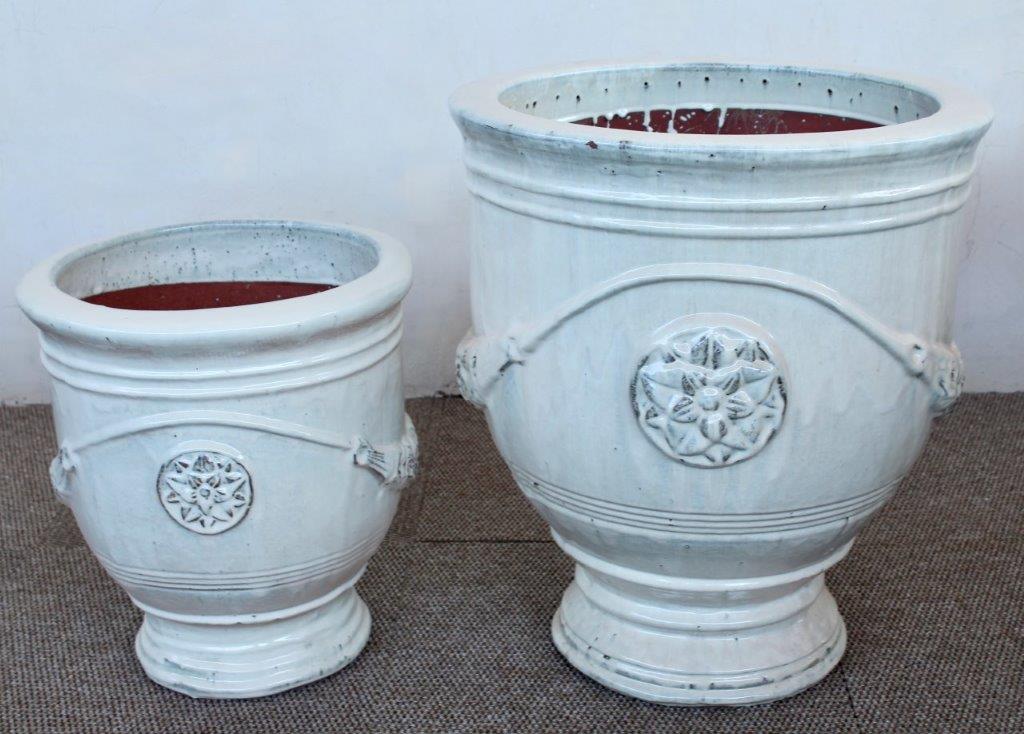 Medium and Large Off White Pots