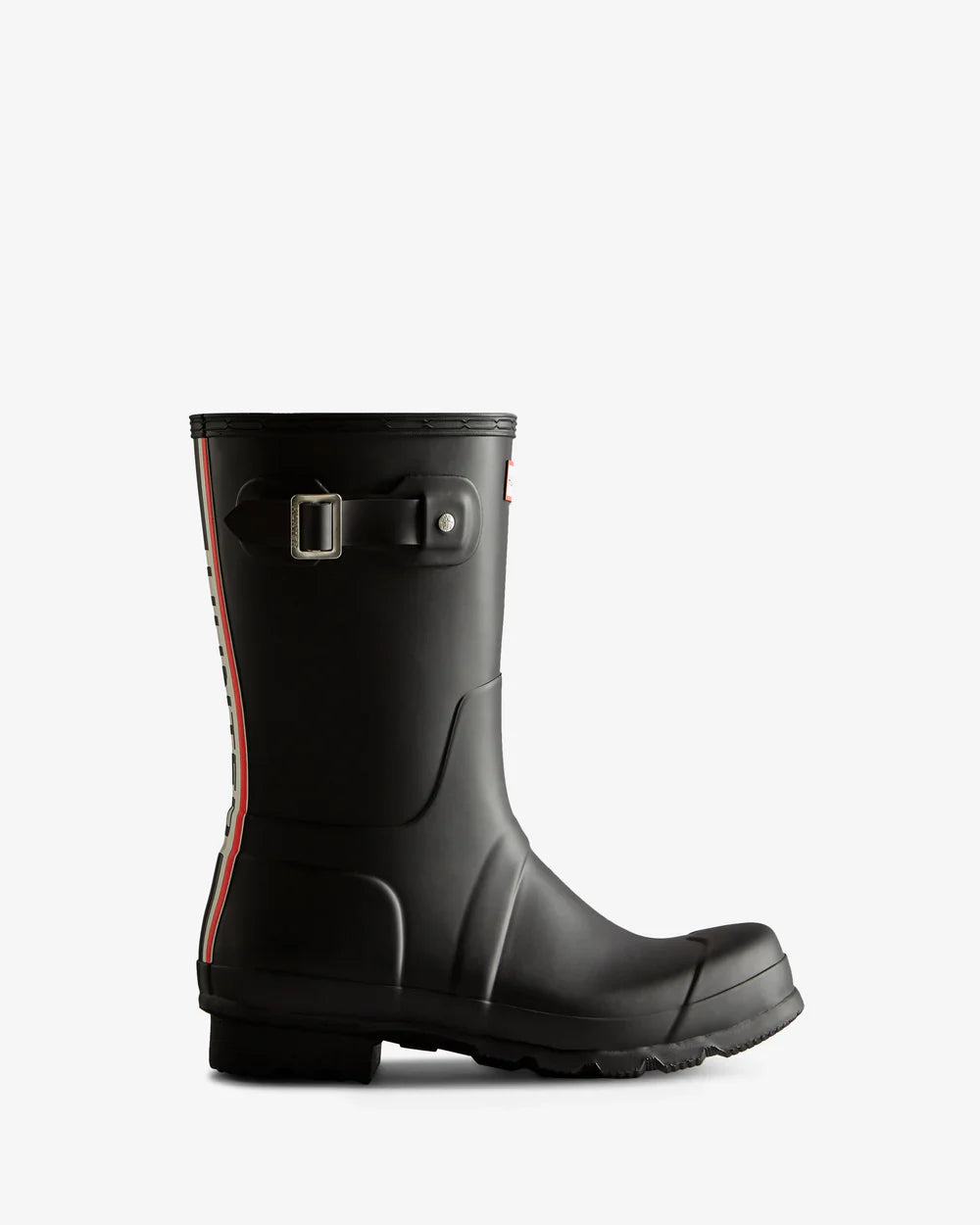 Hunter Men's Tri-Colour Logo Backstrap Short Wellington Boots - Black