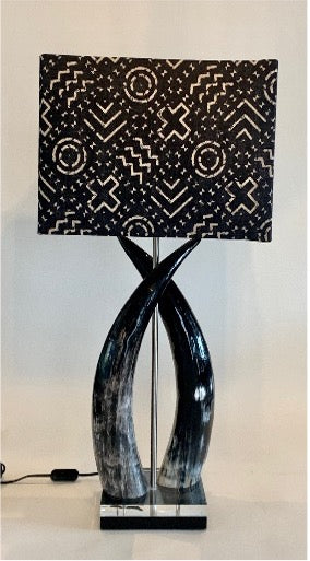 Duo Cow Horn Lamp on Perspex Base - NetDécor