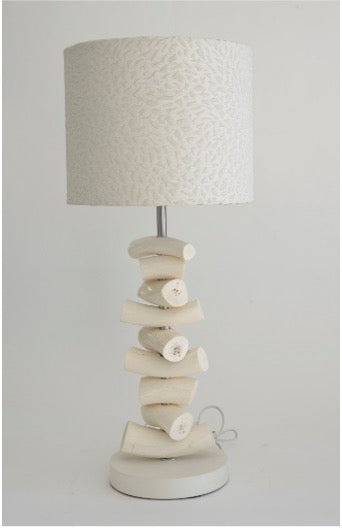 Kudu Inner Horn Piece Lamp with Linen Drum Shade - NetDécor