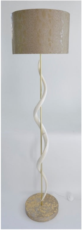Kudu Inner Horn Single Twist Standing Lamp with Cream Cow Skin Base - NetDécor