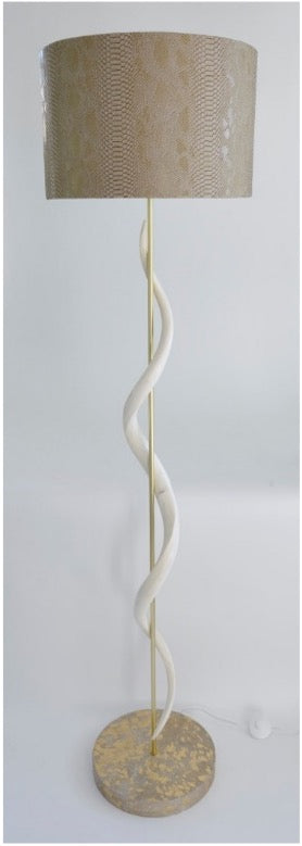 Kudu Inner Horn Single Twist Standing Lamp with Cream Cow Skin Base - NetDécor 