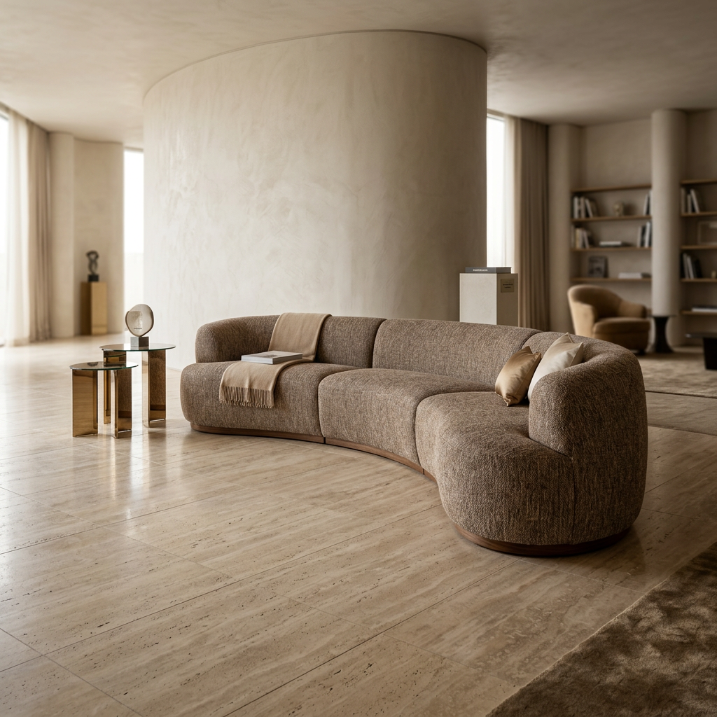 Solace Curved Conversational Sofa 5-Seater in Rustic