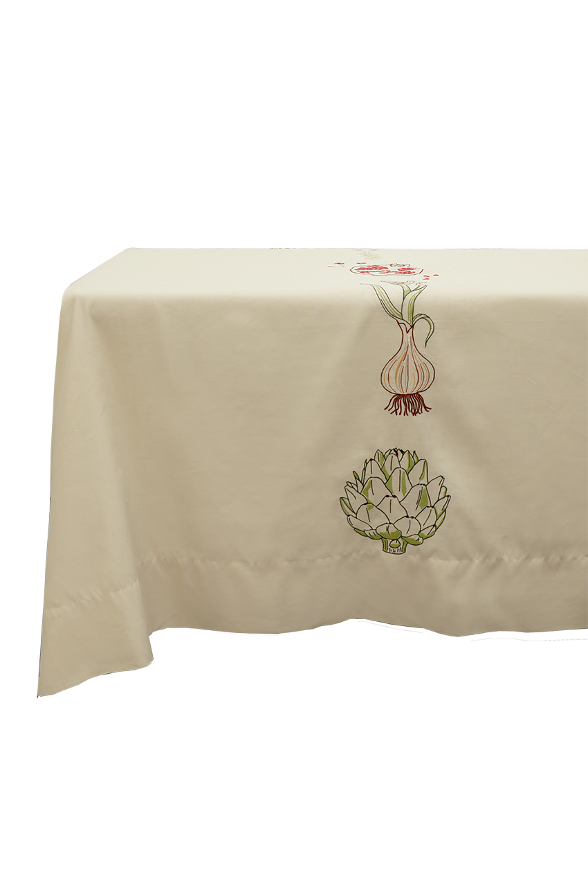 REED LINEN - Botanical Tablecloth & Napkins - Taupe