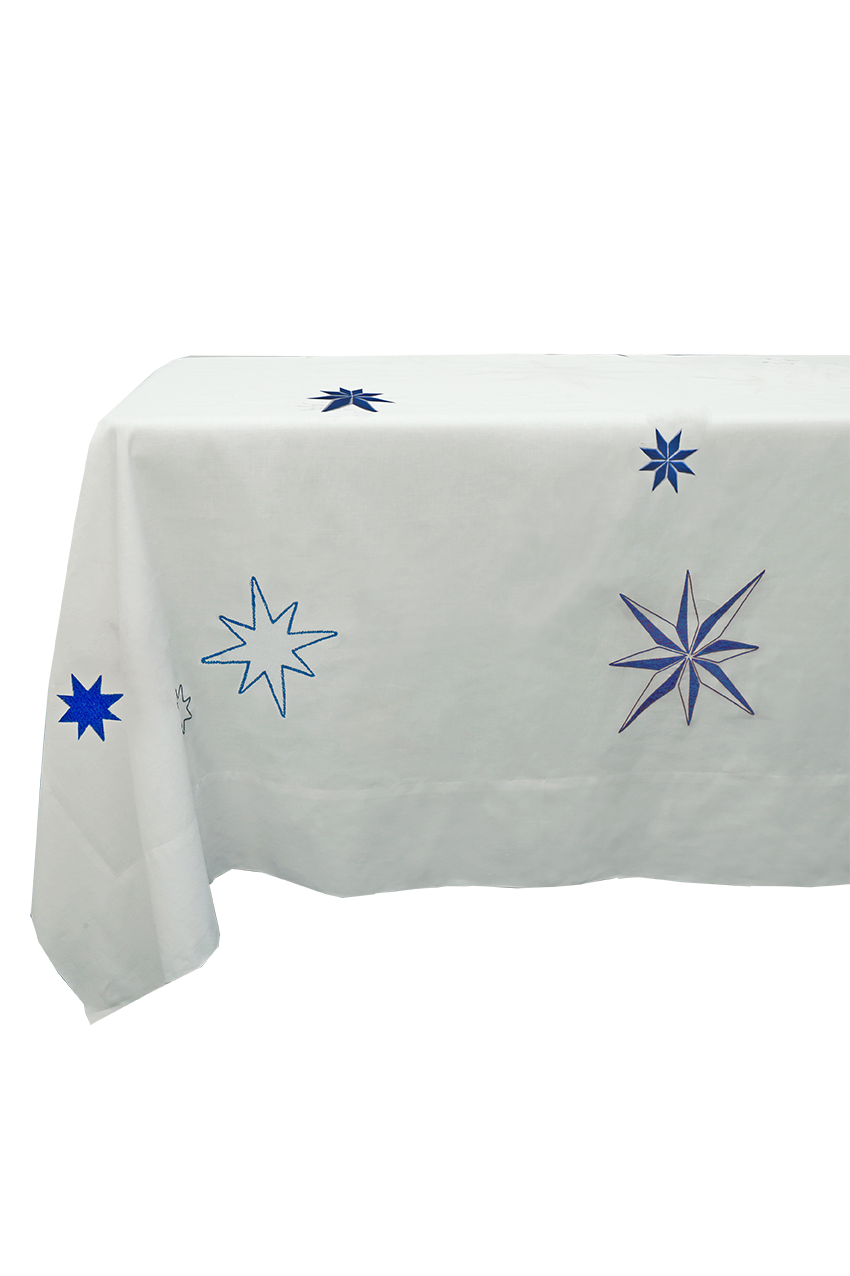 REED LINEN - Constellation Tablecloth & Napkins - Blue and White