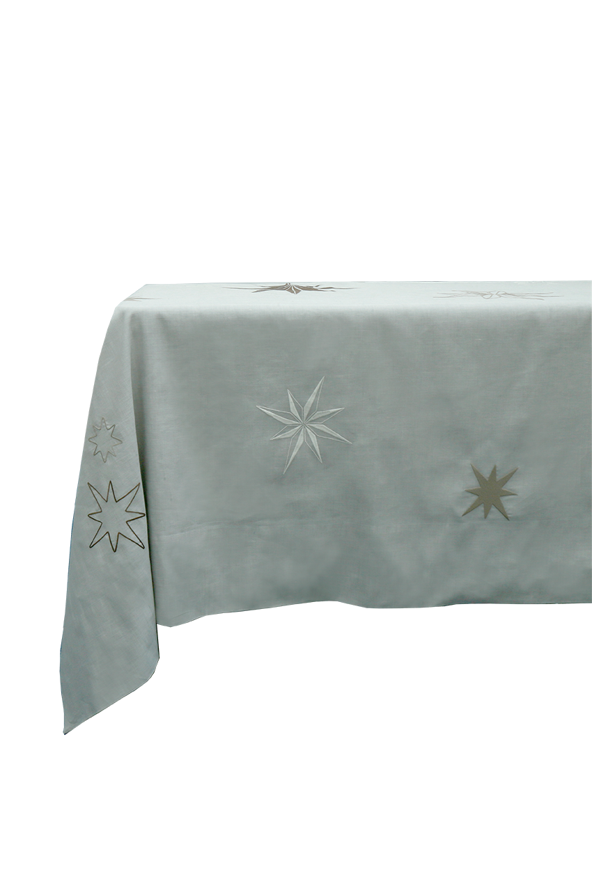 REED LINEN - Constellation Tablecloth & Napkins- Putty Chambray and Brown