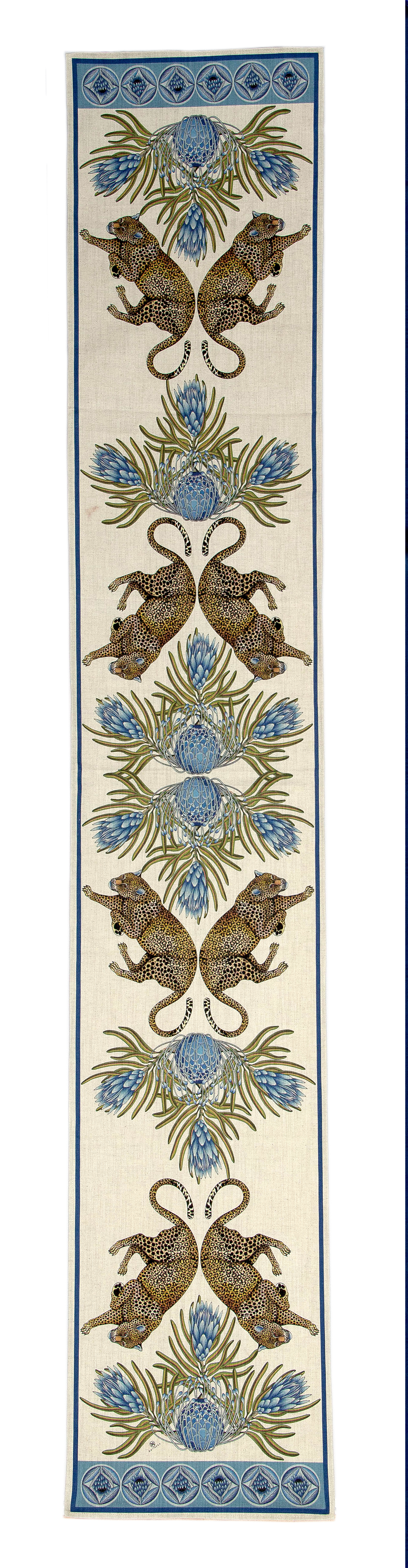 Table Runner Natural Linen (245x45cm) - Blue
