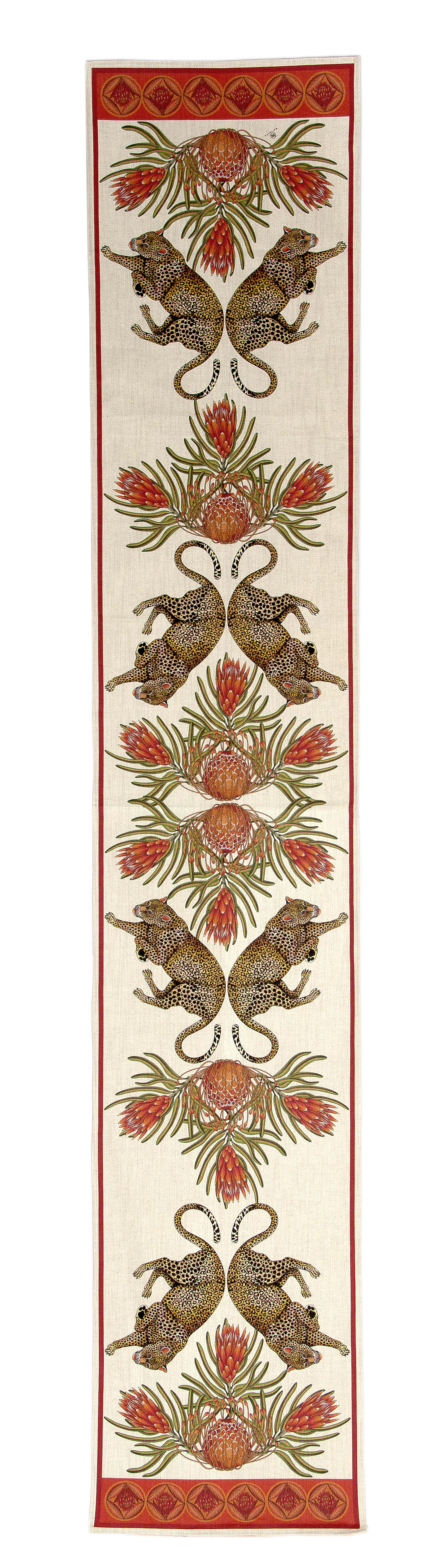 Table Runner Natural Linen (245x45cm) - Red