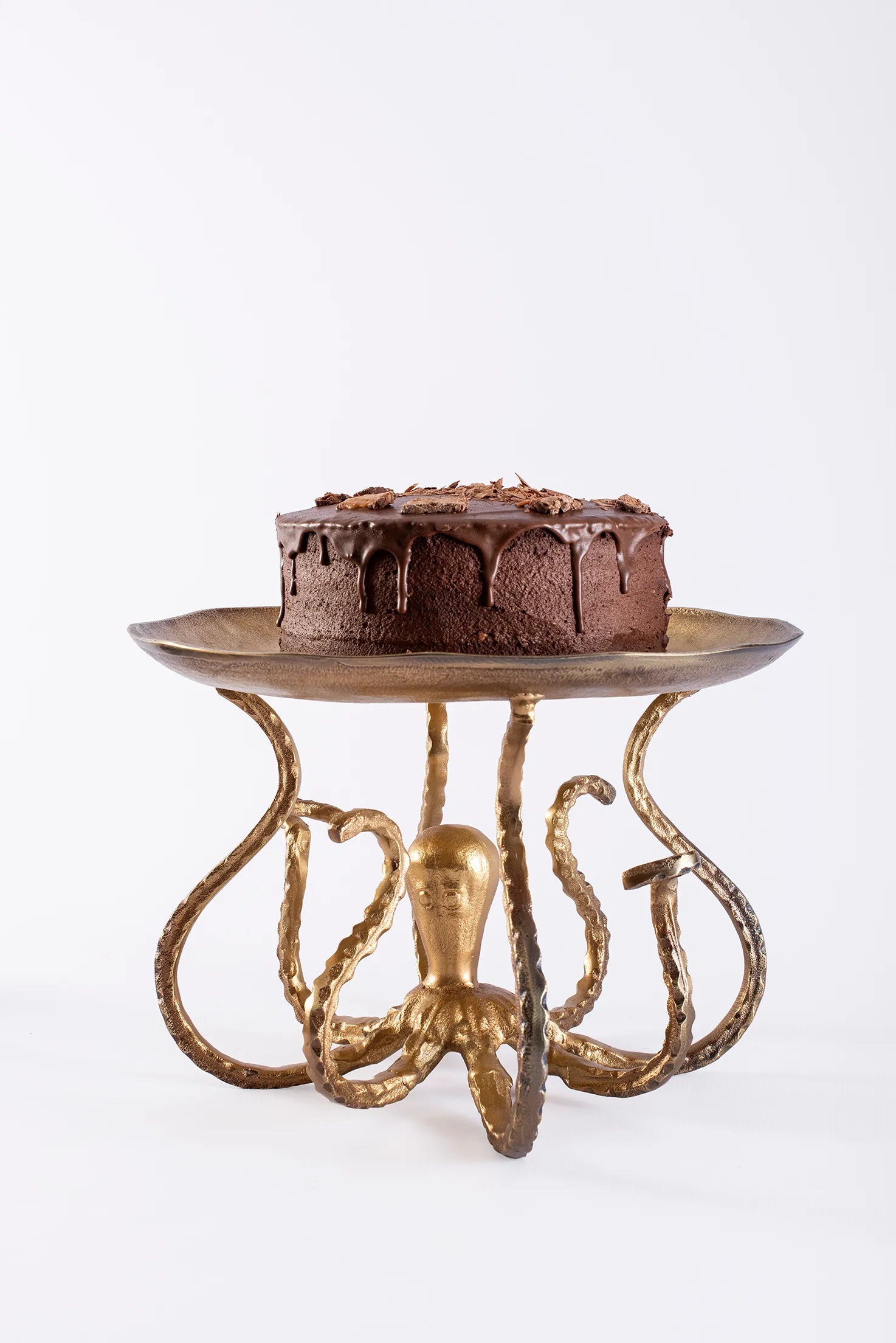 CAKE PLATE OCTUPUS ANTIQUE BRASS