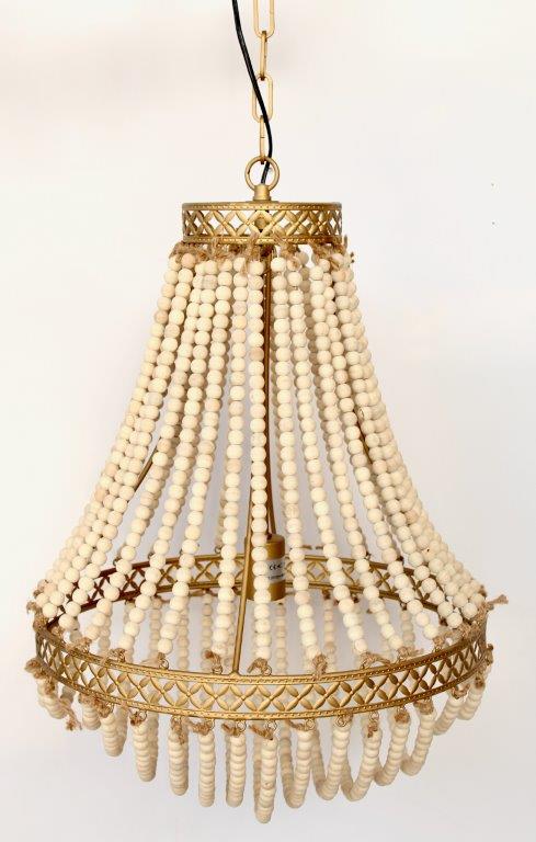 Gold & Off-White Beaded Chandelier