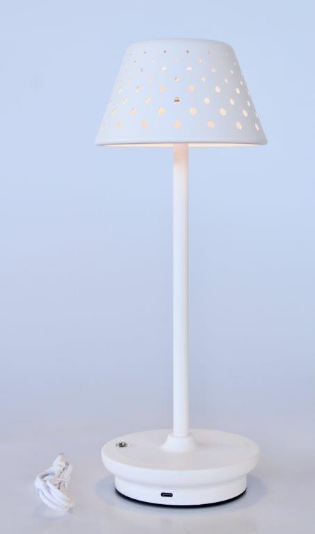 White LED Table Lamp with Perforated Shade