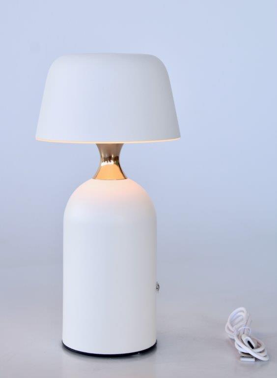 White LED Table Lamp Base with White Dome Shade