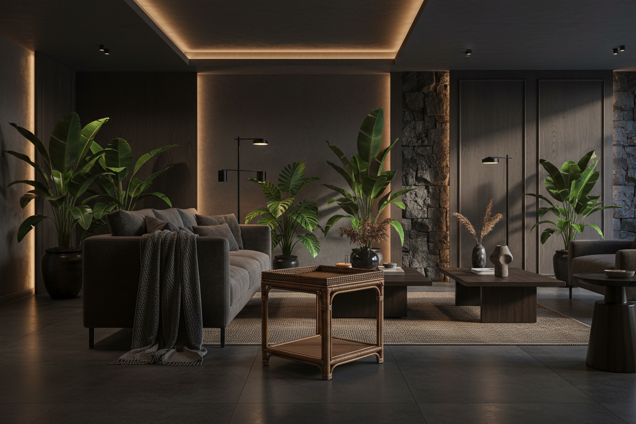 2 Tier Brown Rattan Square Side Table