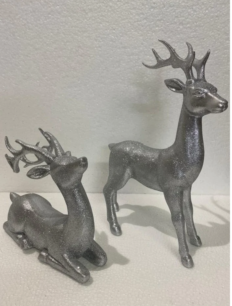 Set of Two Silver Deer - NetDécor