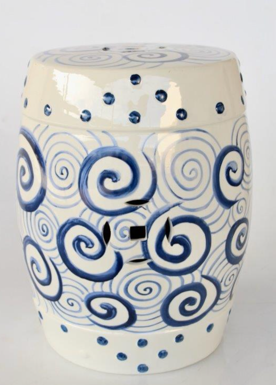 Blue & White Circles Garden Stool - NetDécor