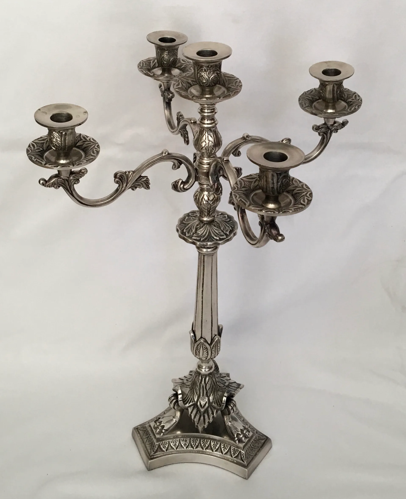 Pewter Griffen 5 Arm Candelabra - NetDécor