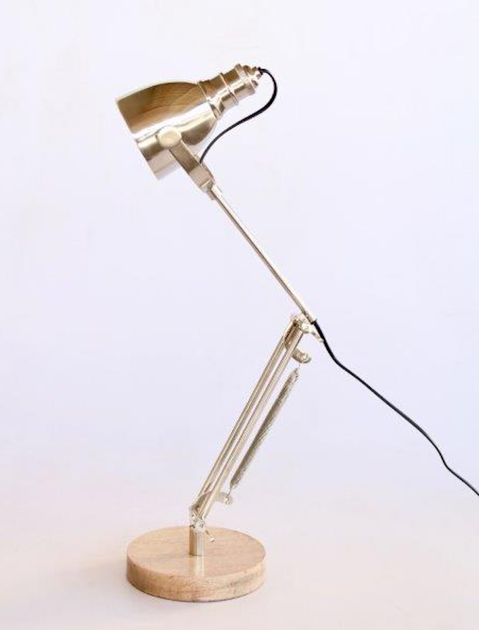65cm SILVER & MANGO WOOD TABLE LAMP
