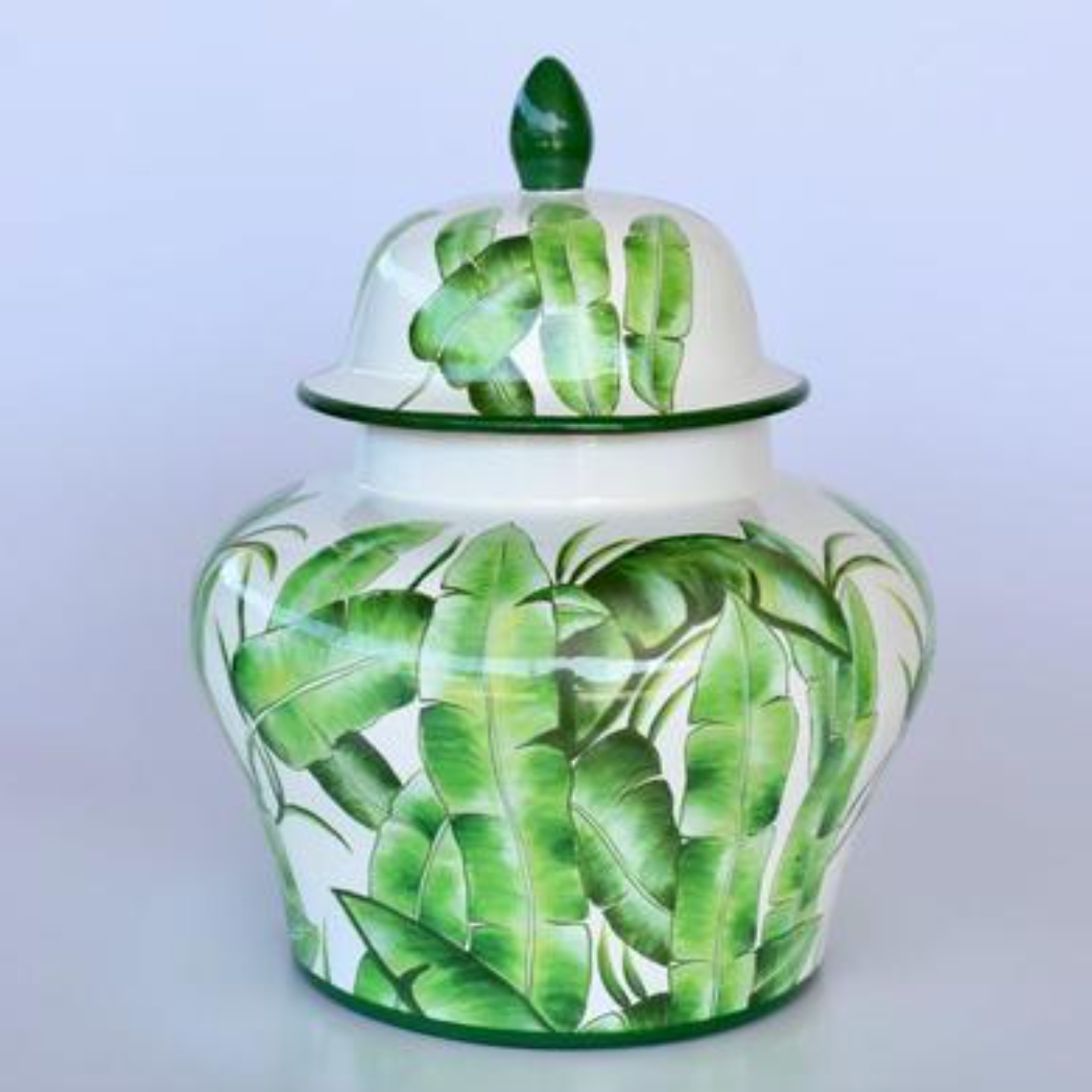 Extra Large Flat Leaf Ginger Jar