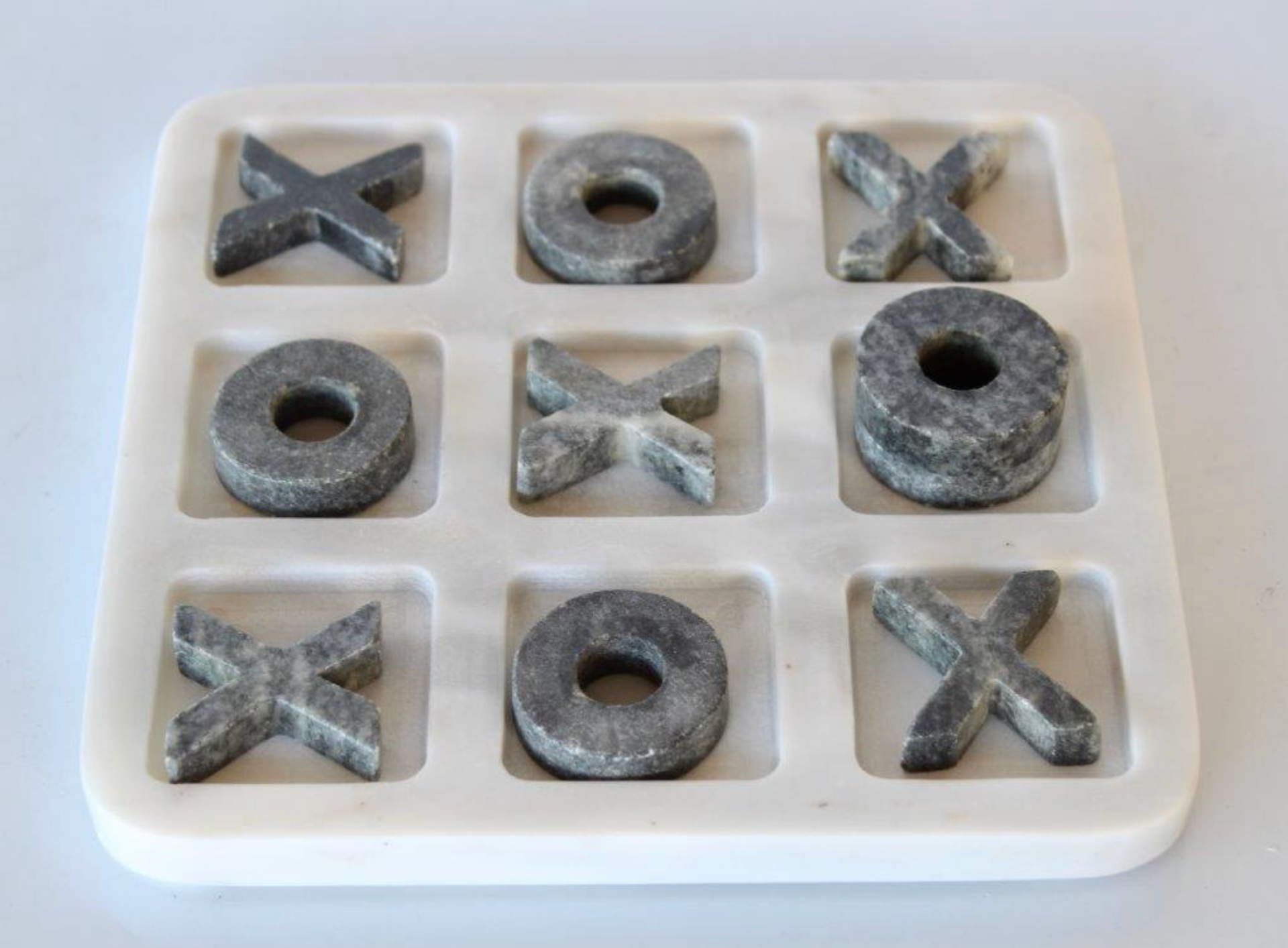 White & Grey Marble Noughts & Crosses