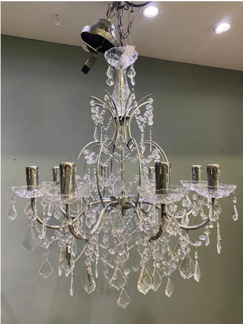 Matt White Chandelier with Acrylic Beads