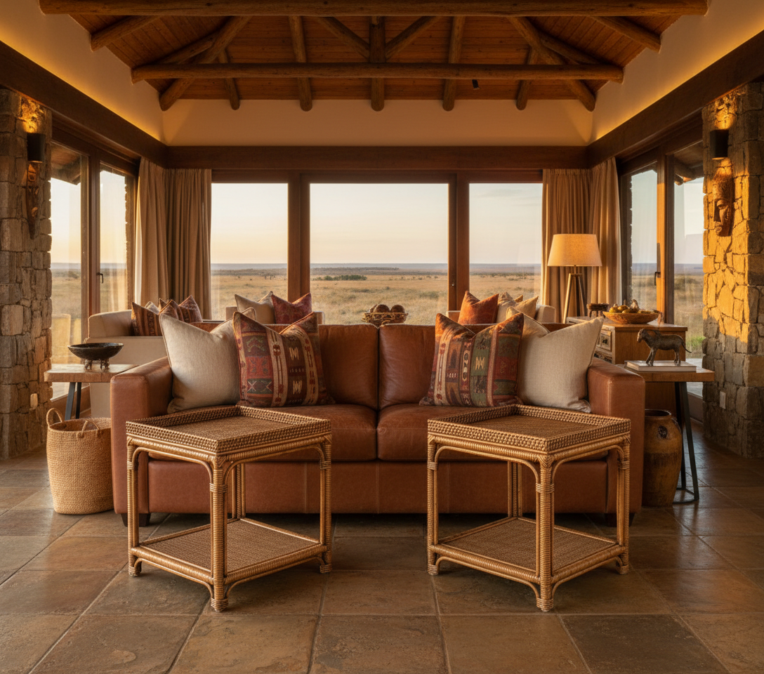 Rattan 2 Tier Square Side Table