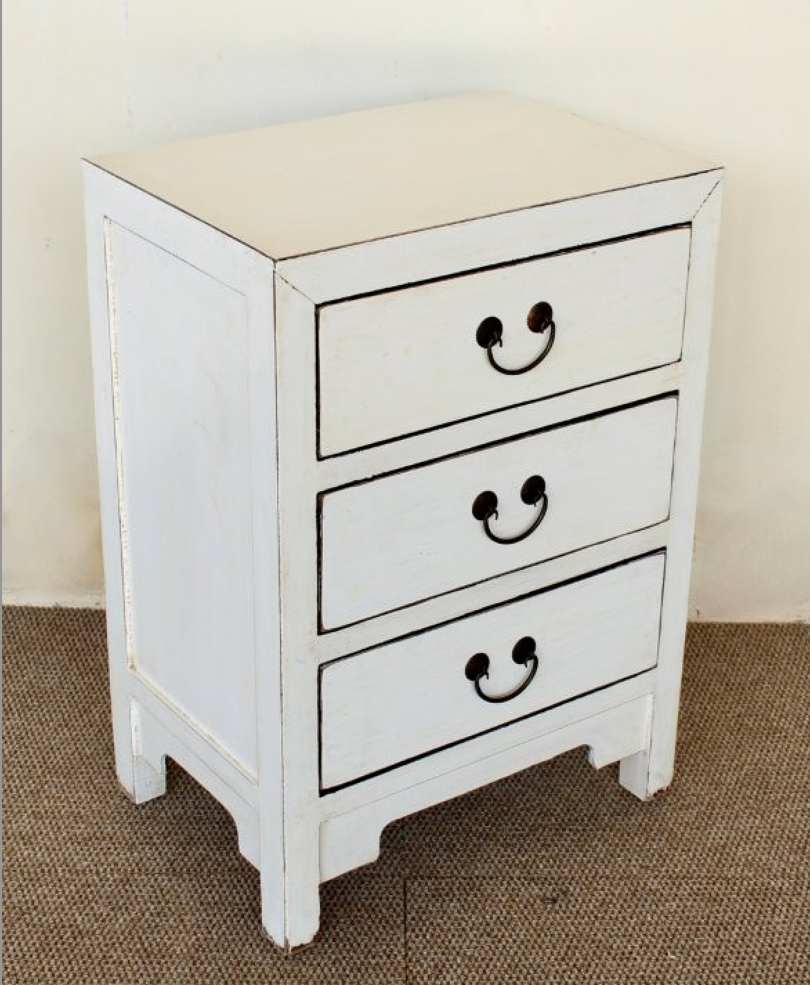WHITE 3 DRAWER BEDSIDE TABLE